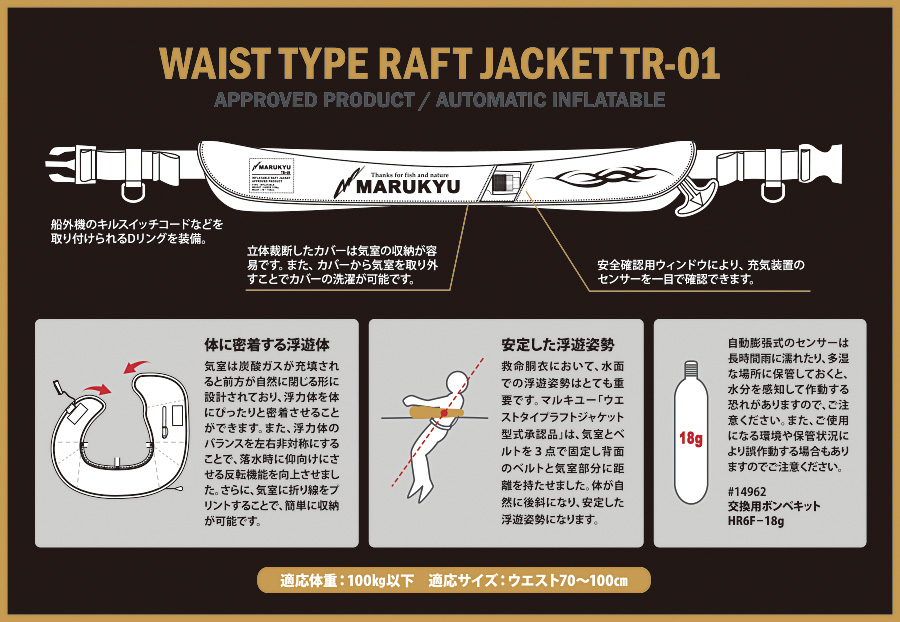 ウエストタイプラフトジャケット型式承認品TR-01 | つれるエサづくり一筋、マルキユー株式会社の公式サイトです。